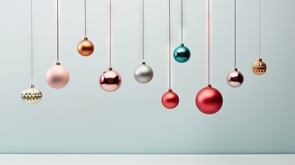Minimalist composition of modern holiday ornaments for creative use