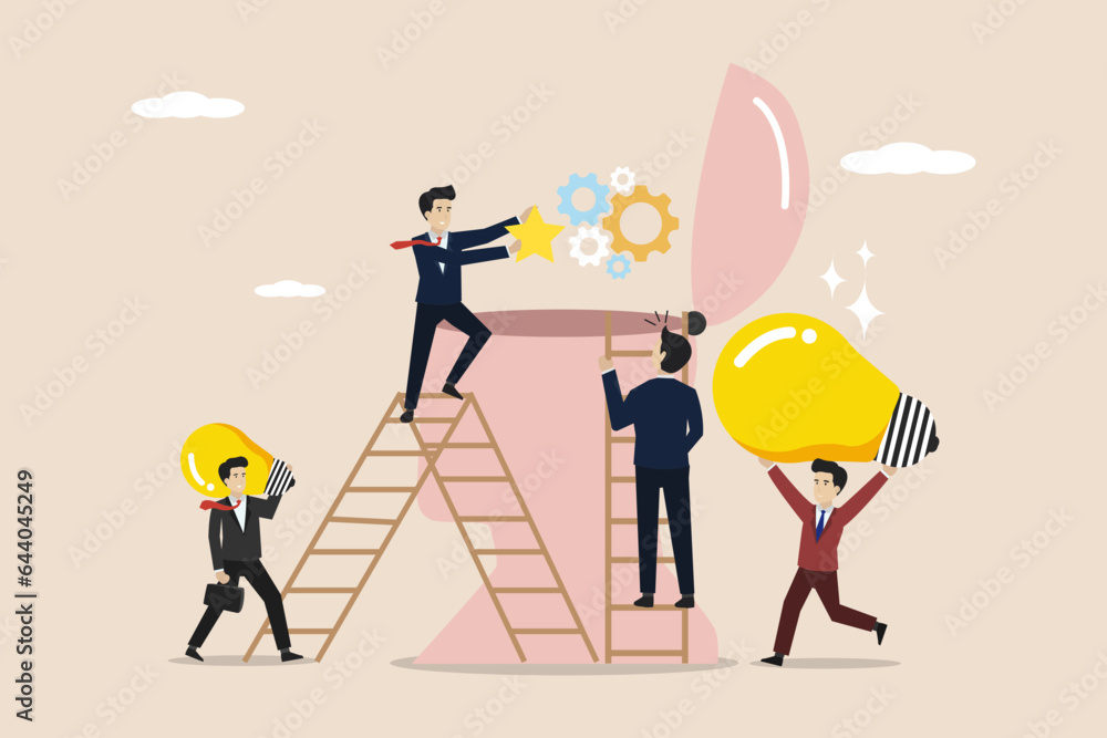 Poster smart solutions, solving smart ideas with a team, completing team work,finding solutions to business
