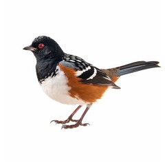 Obraz premium Spotted towhee bird isolated on white background.