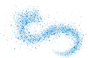 Obraz premium Blue scattering of small particles of sugar crystals, flying salt, top view of baking flour. Blue powder, powdered sugar explosion isolated on transparent background. PNG.
