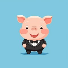 pig wearing tuxedo cute graphic friendly vector. Generative AI