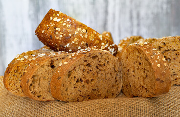 slices of bread with wholemeal flour with seeds