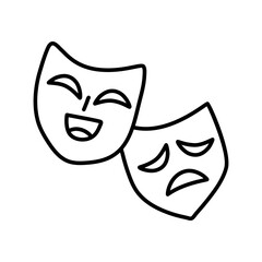 Doodle style drama or theater masks illustration in vector format isolated on white background
