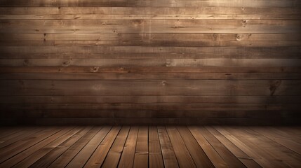 A wooden floor with a wooden wall in the background