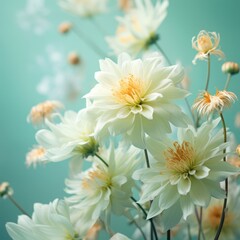 Fototapeta premium Blurred of flowers with bokeh soft blur in the pastel vintage retro tone for background. Valentine or wedding invitation card