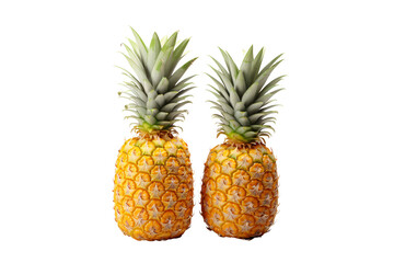 two pineapple isolated on a transparent background, PNG
