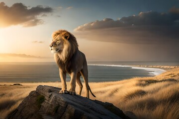 lion on the beach