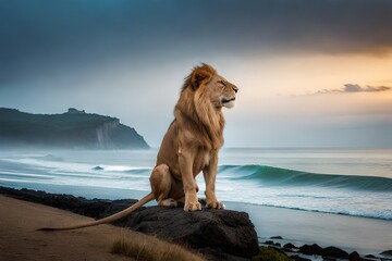 lion in the sea