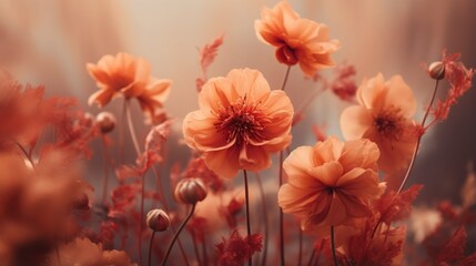 Blurred of flowers with bokeh soft blur in the pastel vintage retro tone for background. Valentine or wedding invitation card