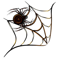 Halloween spider on the cobweb corner black.
