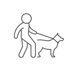 Person with dog line outline icon