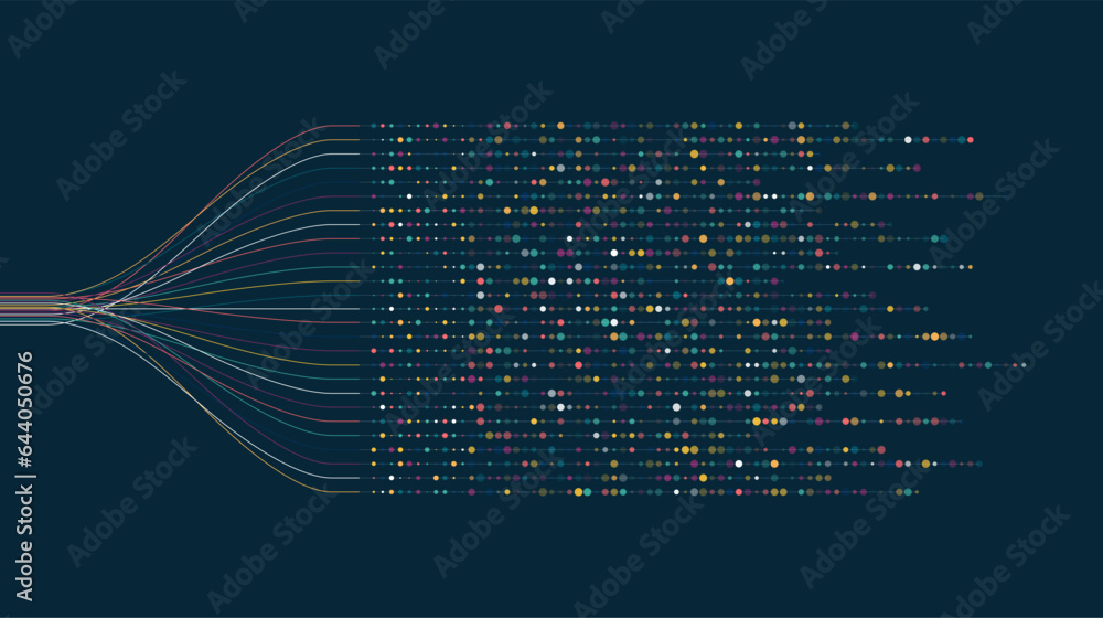 Poster big data visualization. social network, financial analysis of complex databases. data mining. vector