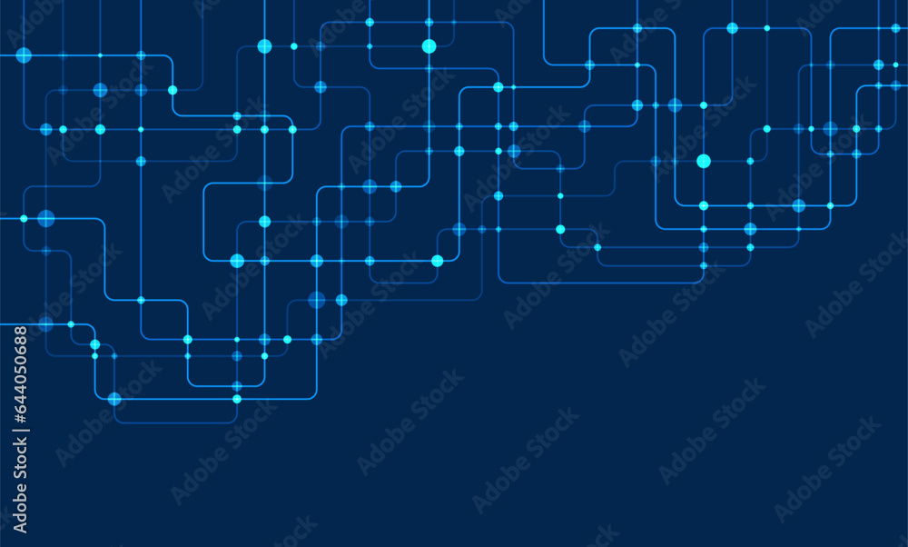 Poster circuit connect lines and dots. network technology and connection concept. decentralized network nod
