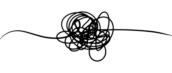 Symbol of complicated way with scribbled round element, Vector illustration.