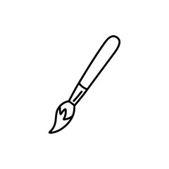 Hand drawn doodle paint brush. Vector sketch illustration of black outline art brush