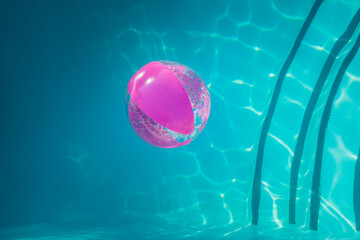 pink ball in cyan pool