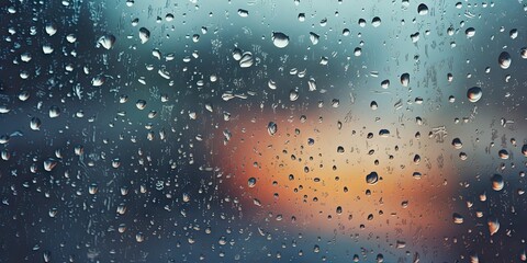 Obraz premium Car mirror in rain. Rainy day serenity. Abstract raindrops on window. Nature brushstrokes. Raindrop artistry on glass