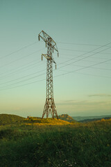 Power lines in the field. Georgia , orbeti