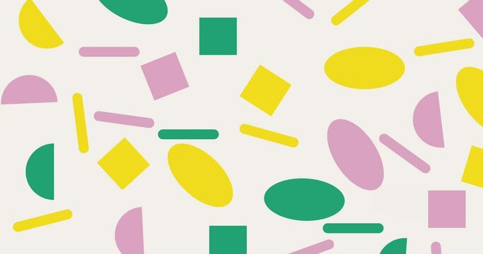 4k retro Naive playful abstract shapes loop animation background.seamless naive playful retro loop animation background