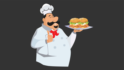 Chef Cartoon Character Business Logos Design Illustration
