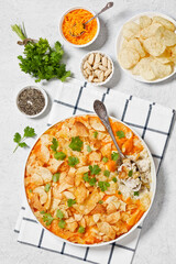 creamy cheesy chicken almond casserole, top view