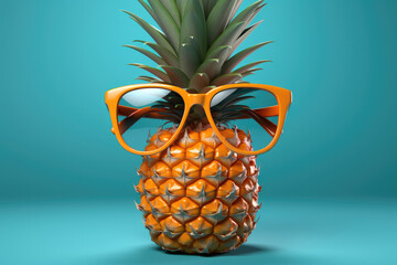 Pineapple in sunglasses on a beautiful background