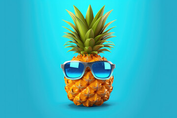 Pineapple in sunglasses on a beautiful background