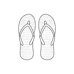 summer footwear. doodle cartoon flip flops isolated on white background