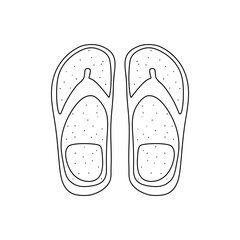 summer footwear. doodle cartoon flip flops isolated on white background