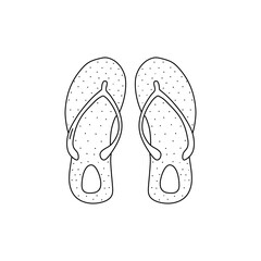 summer footwear. doodle cartoon flip flops isolated on white background