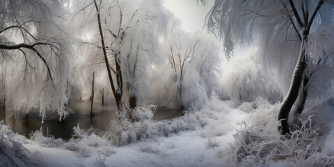 wintry snowy forest path