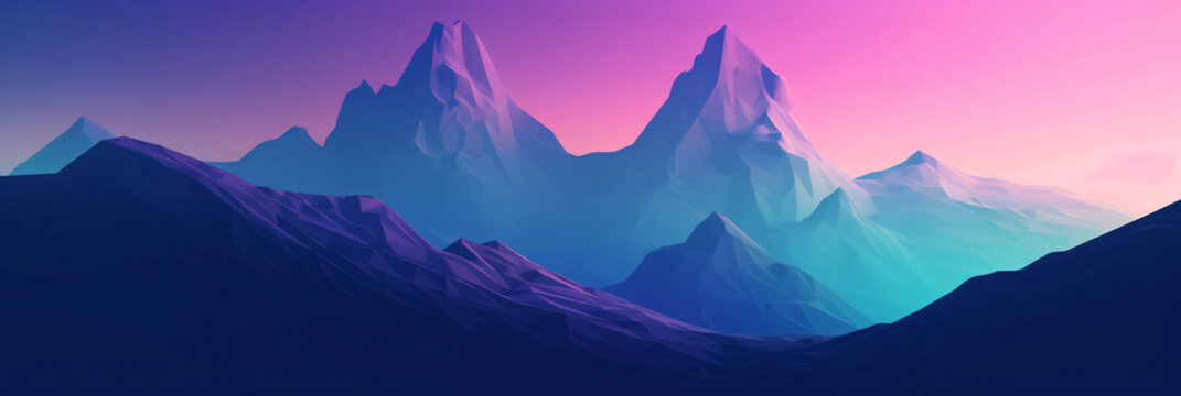 minimalist mountain peak in purple lights