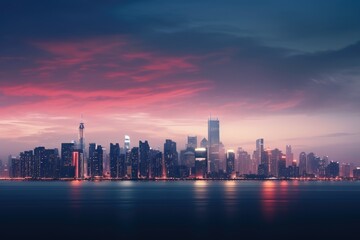 Obraz premium Skyline During Dust - Evening Calm in a Busy City - AI Generated