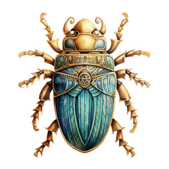 ancient Egypt scarab beetle watercolor, generative AI - obrazy, fototapety, plakaty