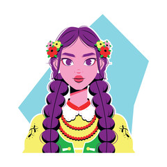 vector europe traditional woman cartoon illustration isolated