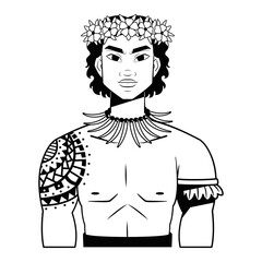 vector oceania native male cartoon illustration isolated
