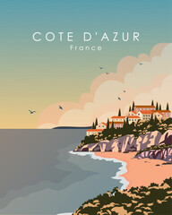 Cote Dazur France travel poster © Kristina Bilous