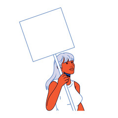 vector protest woman cartoon illustration isolated sticker