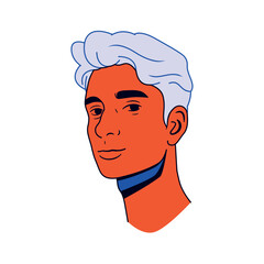 Vector Young Character Head Comic Style solated