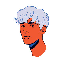 Vector Young Character Head Comic Style solated