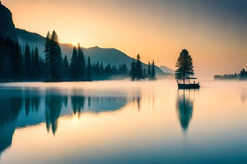 Fototapeta na wymiar sunrise on the lake