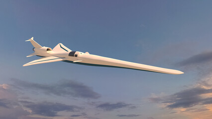 Ilustration of a modern supersonic aircraft - obrazy, fototapety, plakaty