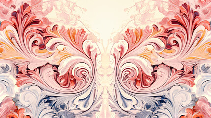 Classical Symmetrical Floral Illustration,Whimsical Butterfly: An Abstract Digital Art Creation