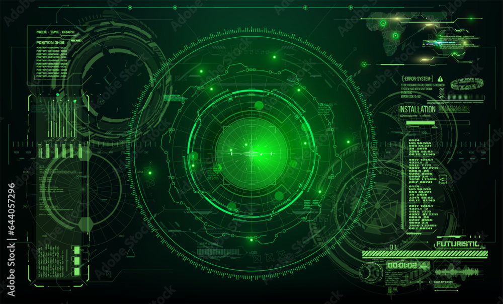 Leinwandbilder futuristic helmet or cockpit view in hud, fui style. luminous visual display of vehicle technology. 