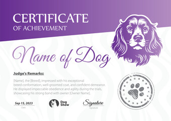 Dog Show Certificate Vector Illustration