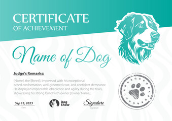 Dog Show Certificate Vector Illustration