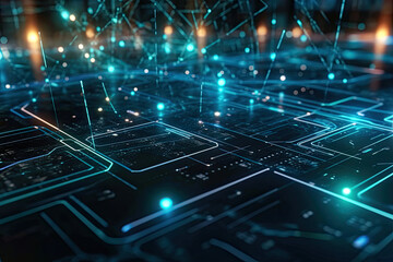 Obraz premium abstract technology background,Futuristic City Network in Blue Tones,energy of realms,abstract background,background with numbers