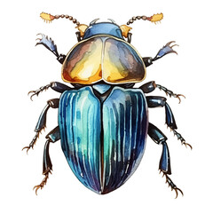ancient Egypt scarab beetle watercolor, generative AI - obrazy, fototapety, plakaty