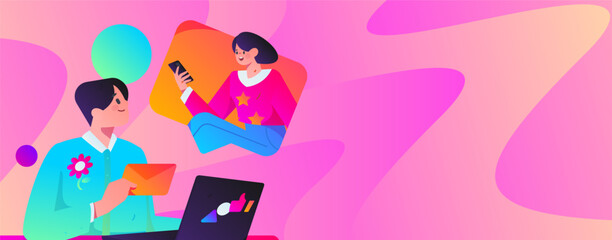 Business People Flat Vector Concept Operation Hand Drawn Illustration
