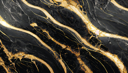 Gold, yellow and white pattern natural of dark gray marble texture background.

